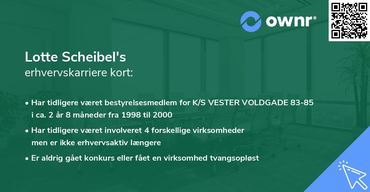 Lotte Scheibel's erhvervskarriere kort