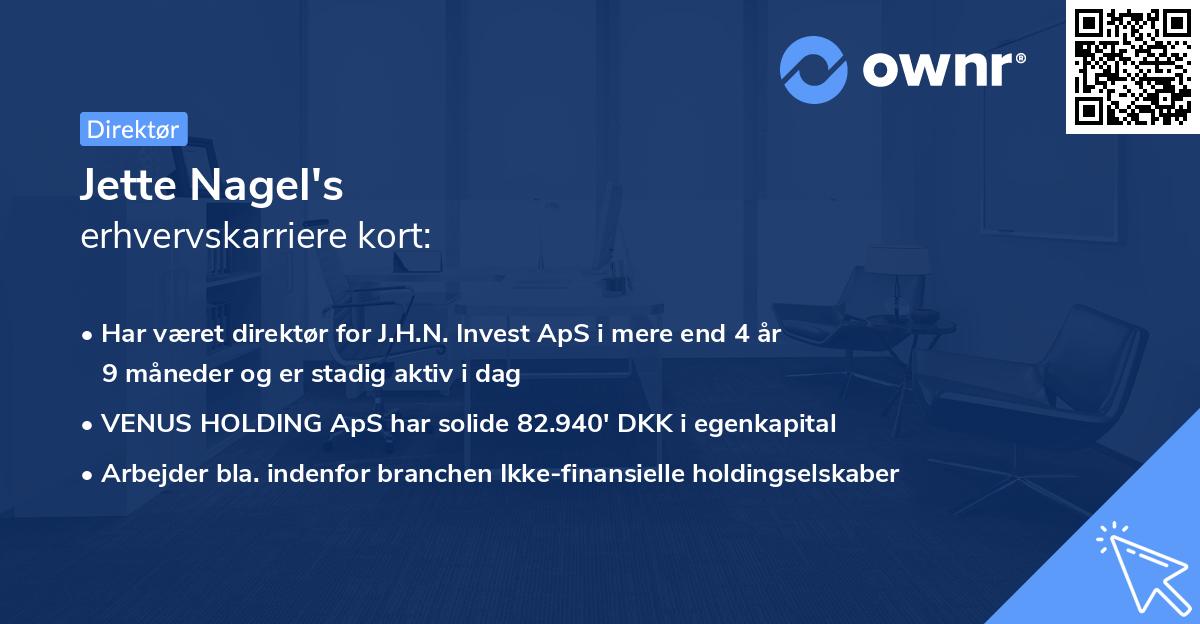 Jette Nagel's erhvervskarriere kort