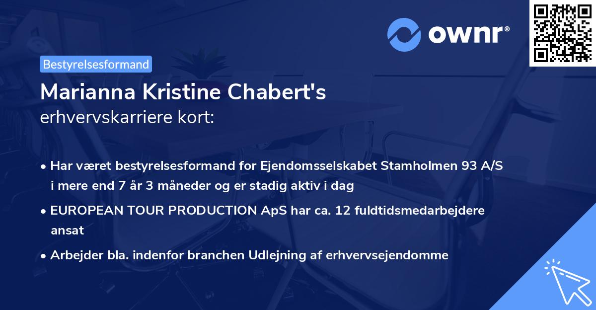 Marianna Kristine Chabert's erhvervskarriere kort