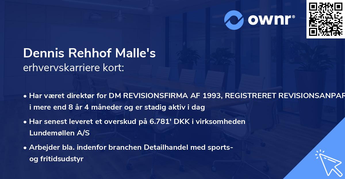 Dennis Rehhof Malle's erhvervskarriere kort