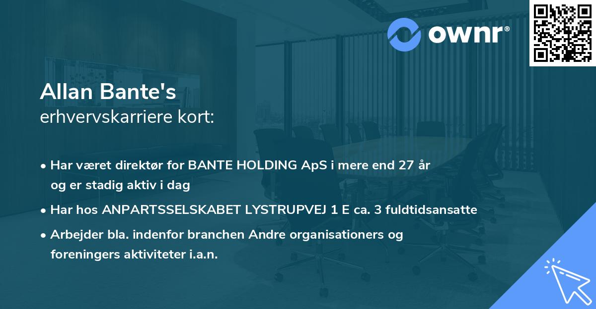 Allan Bante's erhvervskarriere kort