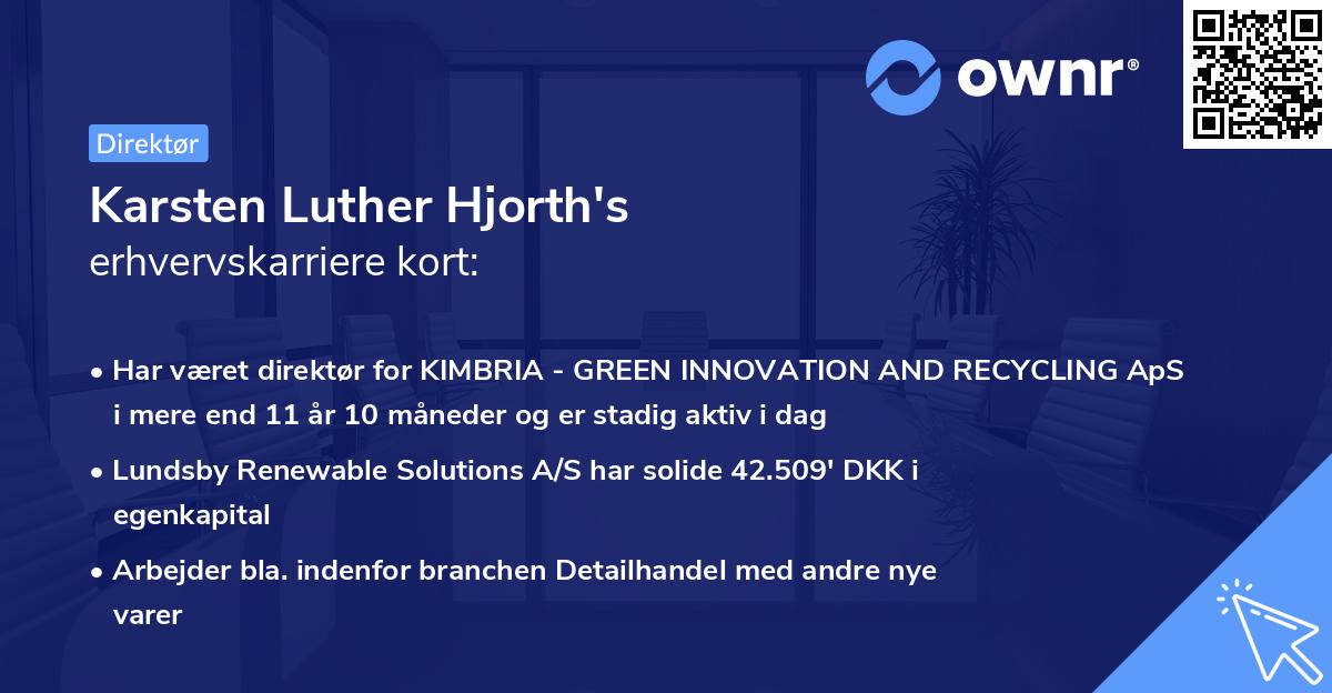 Karsten Luther Hjorth's erhvervskarriere kort