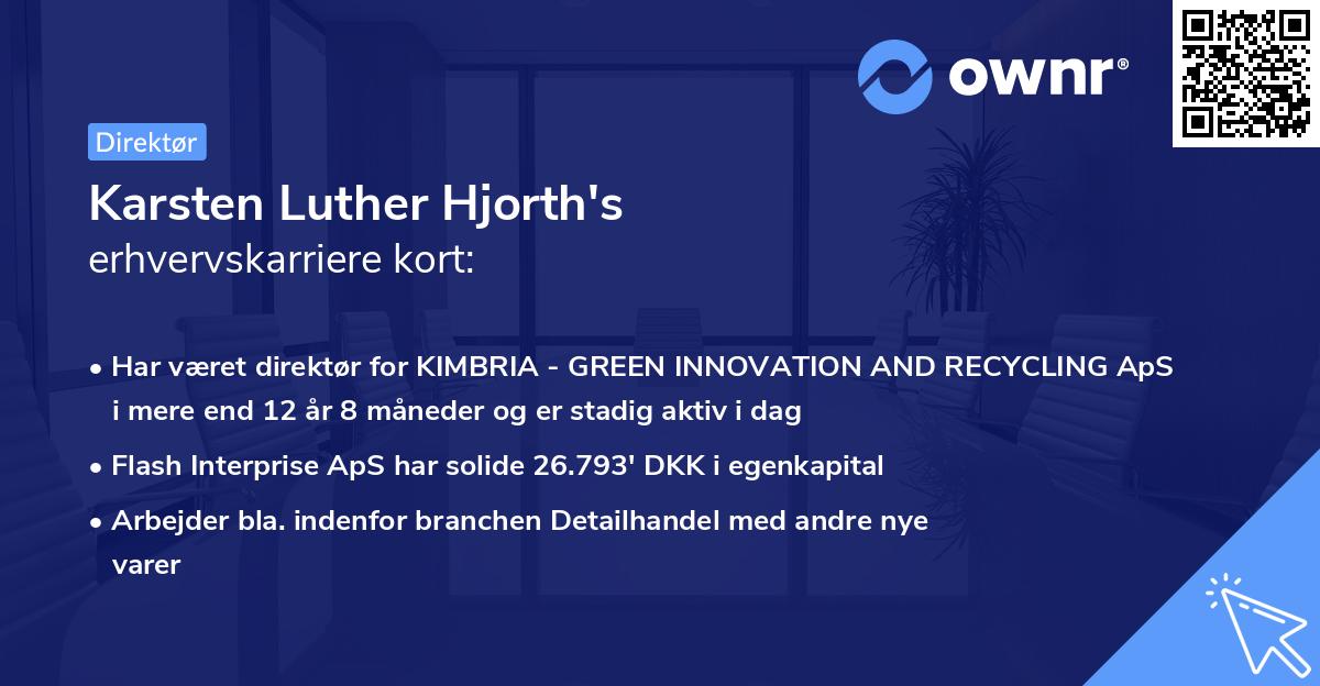 Karsten Luther Hjorth's erhvervskarriere kort