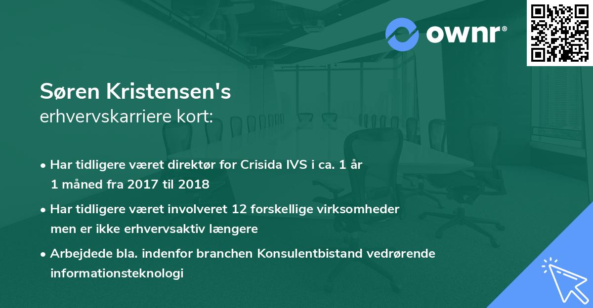 Søren Kristensen's erhvervskarriere kort