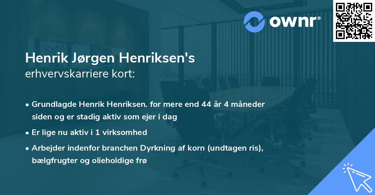 Henrik Jørgen Henriksen's erhvervskarriere kort