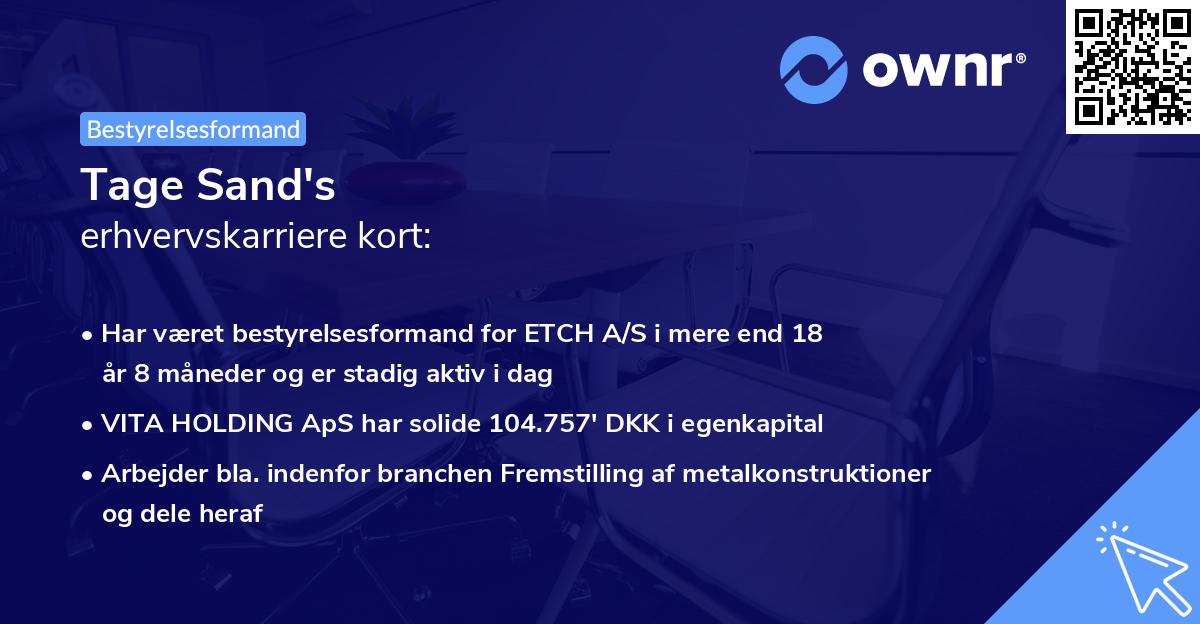 Tage Sand's erhvervskarriere kort