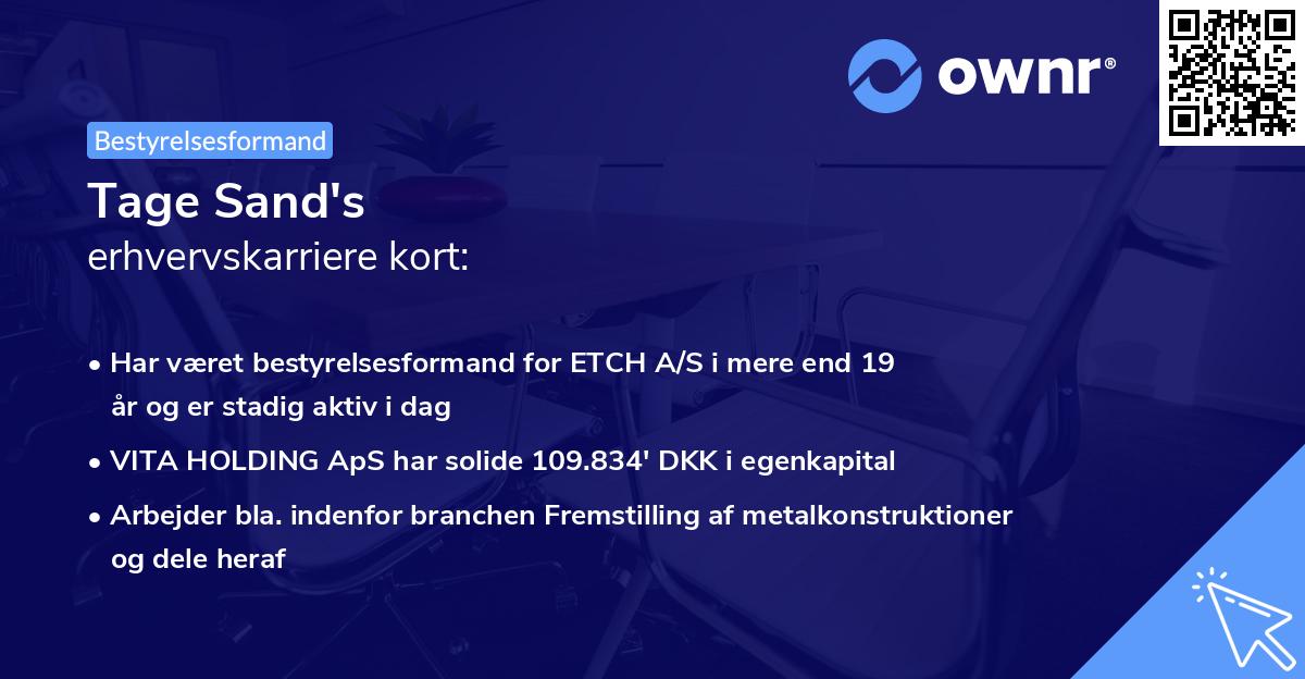 Tage Sand's erhvervskarriere kort