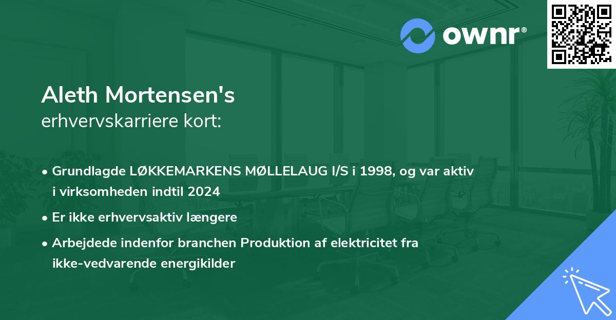 Aleth Mortensen's erhvervskarriere kort