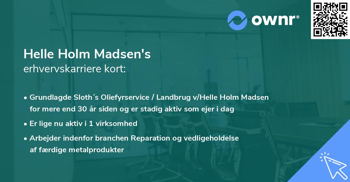Helle Holm Madsen's erhvervskarriere kort