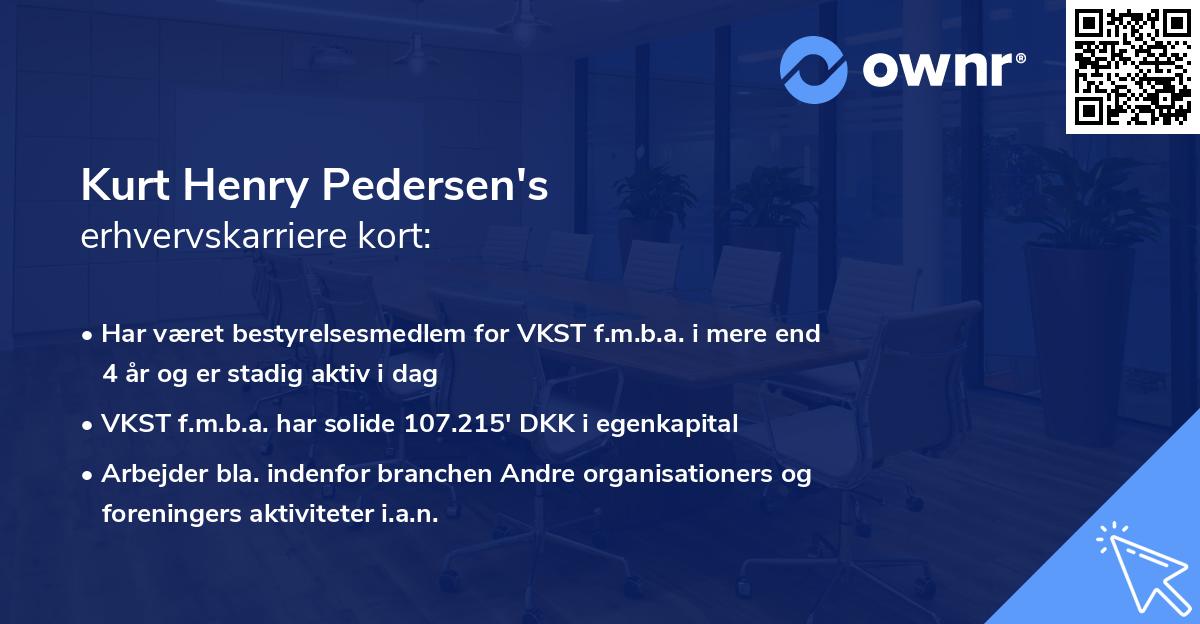 Kurt Henry Pedersen's erhvervskarriere kort
