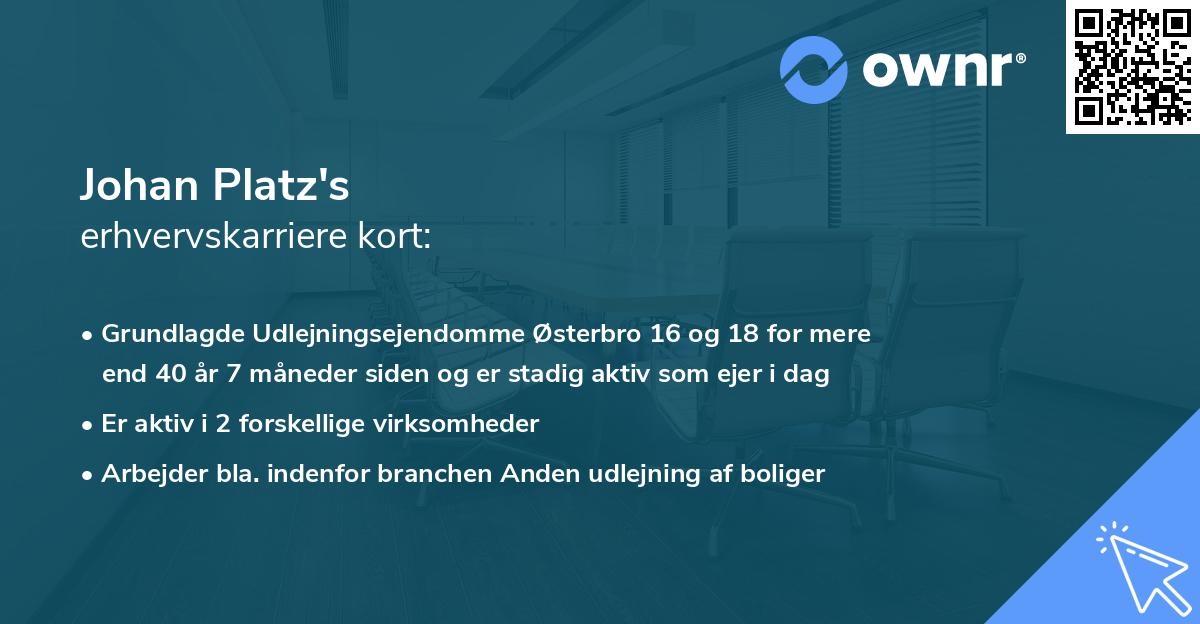 Johan Platz's erhvervskarriere kort