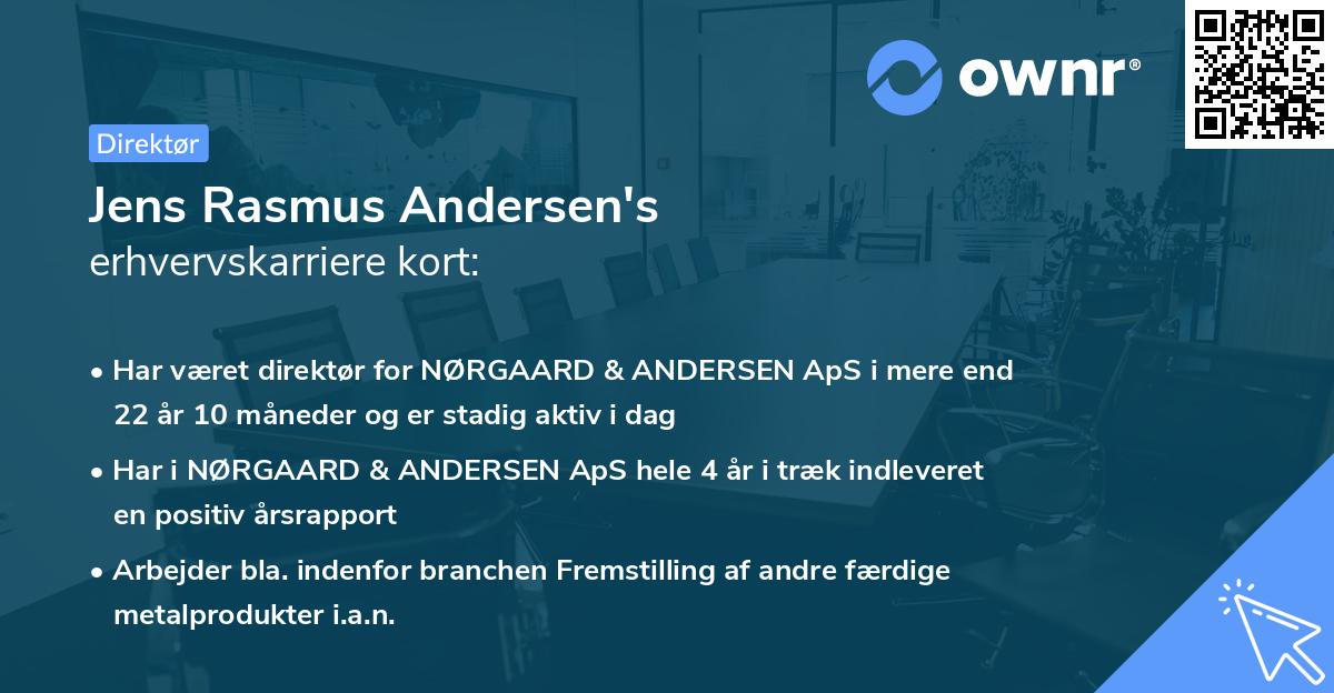 Jens Rasmus Andersen's erhvervskarriere kort