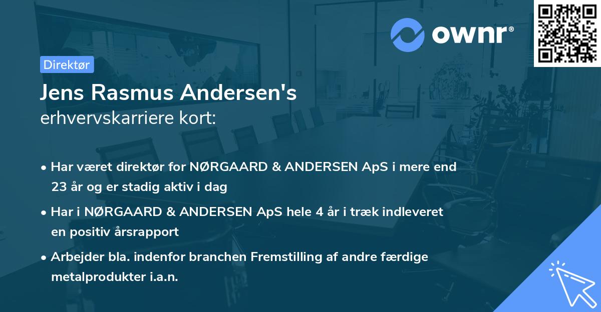 Jens Rasmus Andersen's erhvervskarriere kort
