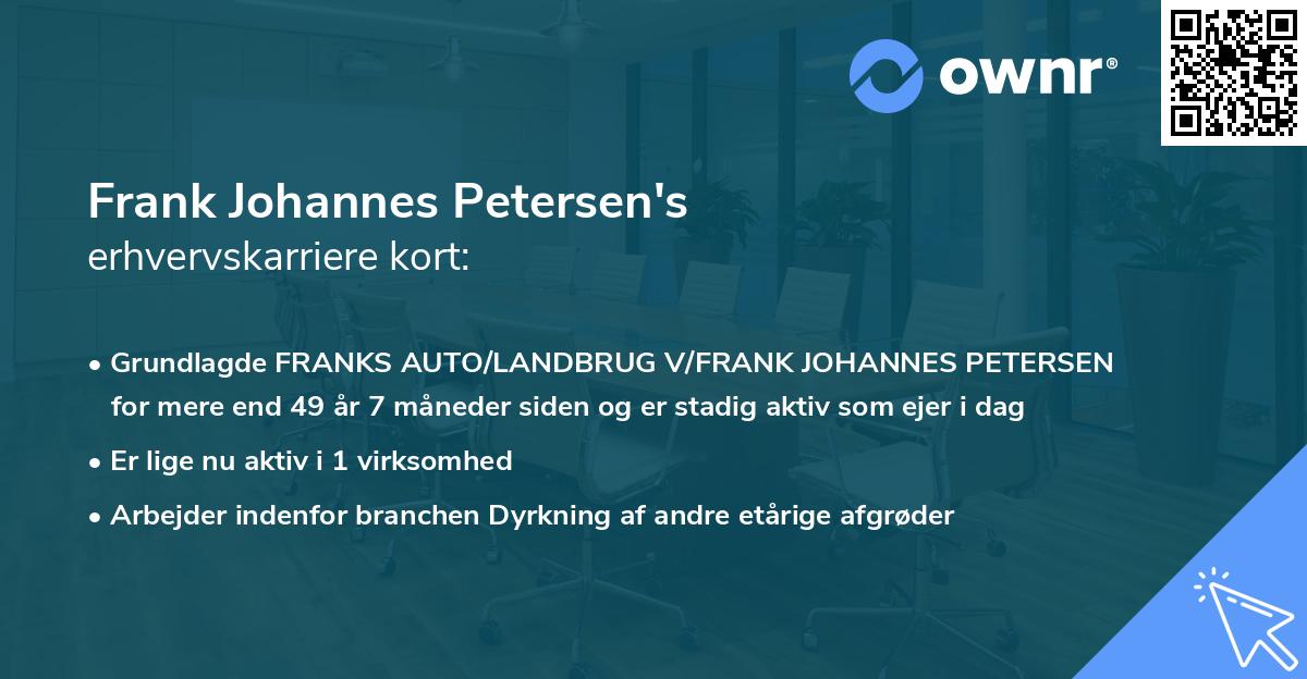 Frank Johannes Petersen's erhvervskarriere kort