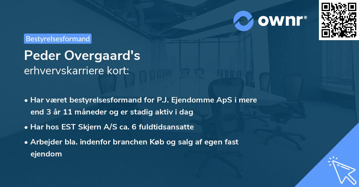 Peder Overgaard's erhvervskarriere kort