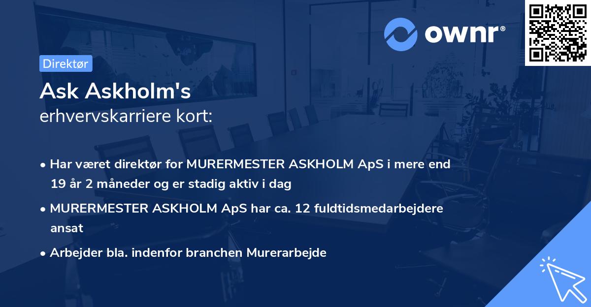 Ask Askholm's erhvervskarriere kort