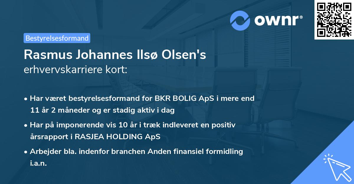 Rasmus Johannes Ilsø Olsen's erhvervskarriere kort