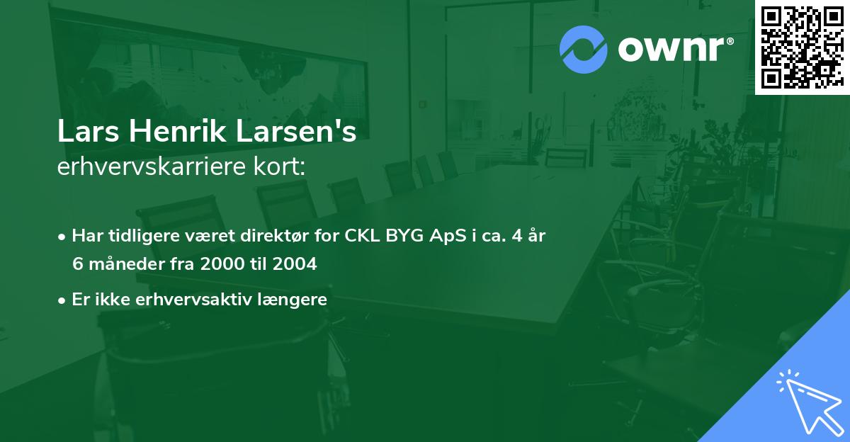 Lars Henrik Larsen's erhvervskarriere kort