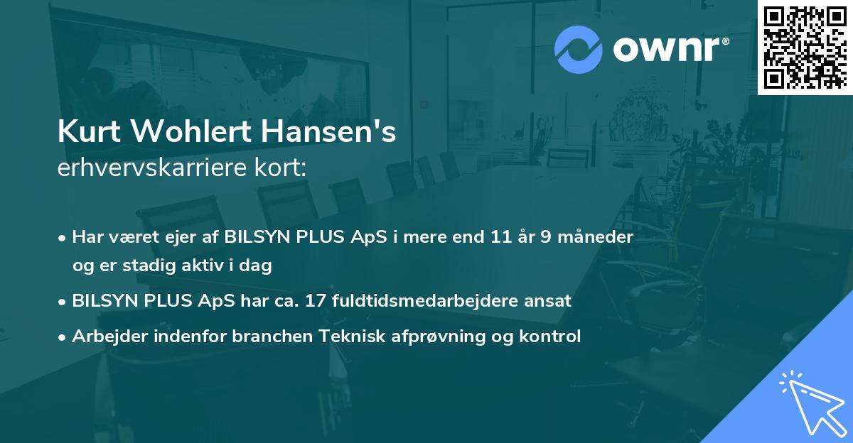 Kurt Wohlert Hansen's erhvervskarriere kort