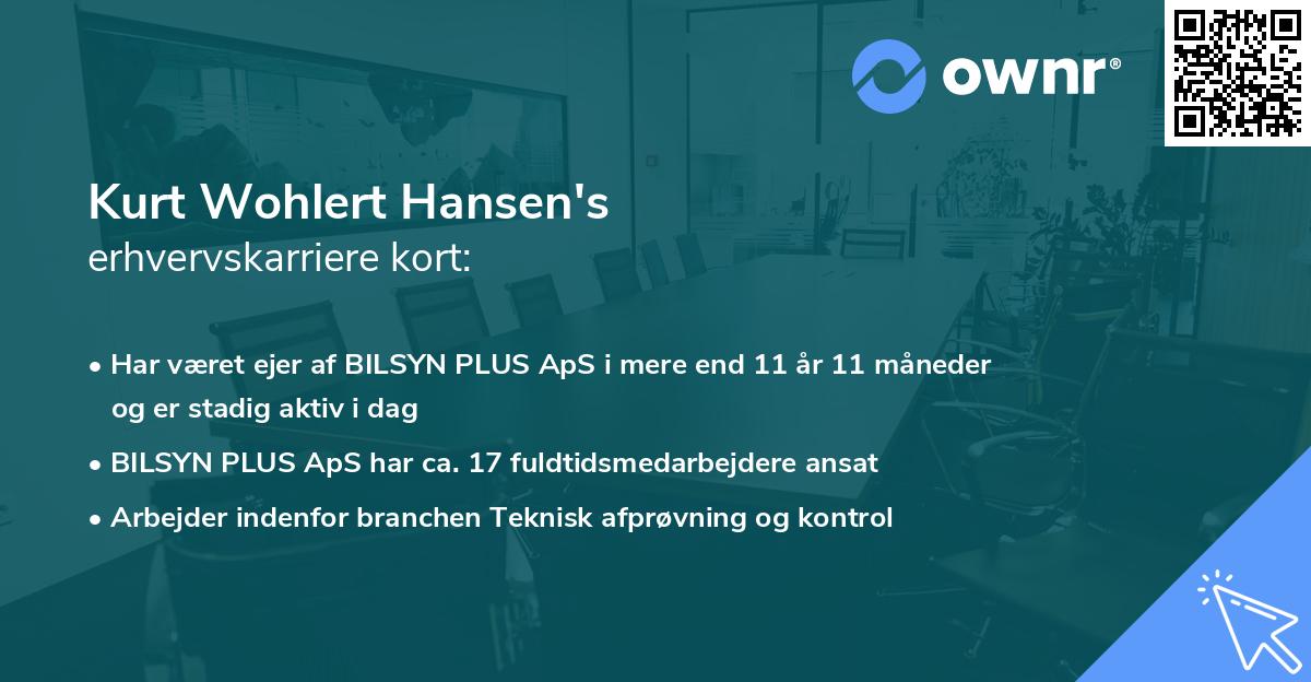 Kurt Wohlert Hansen's erhvervskarriere kort