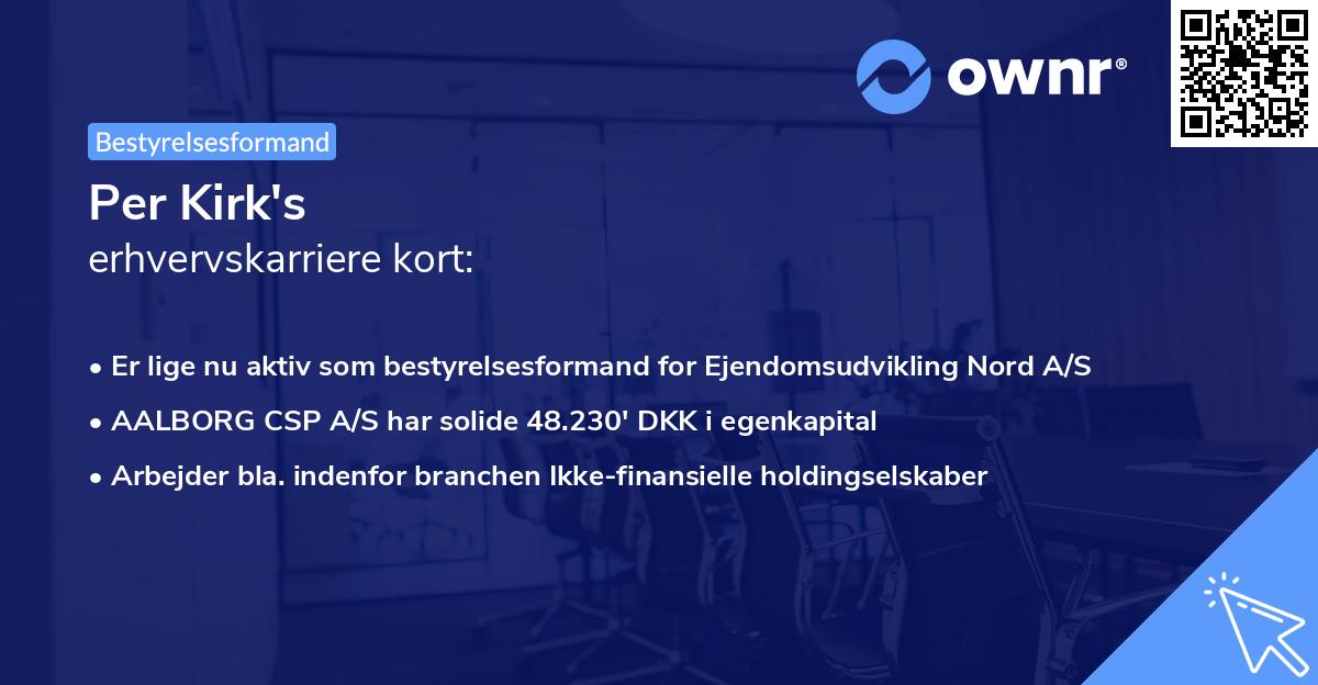 Per Kirk's erhvervskarriere kort