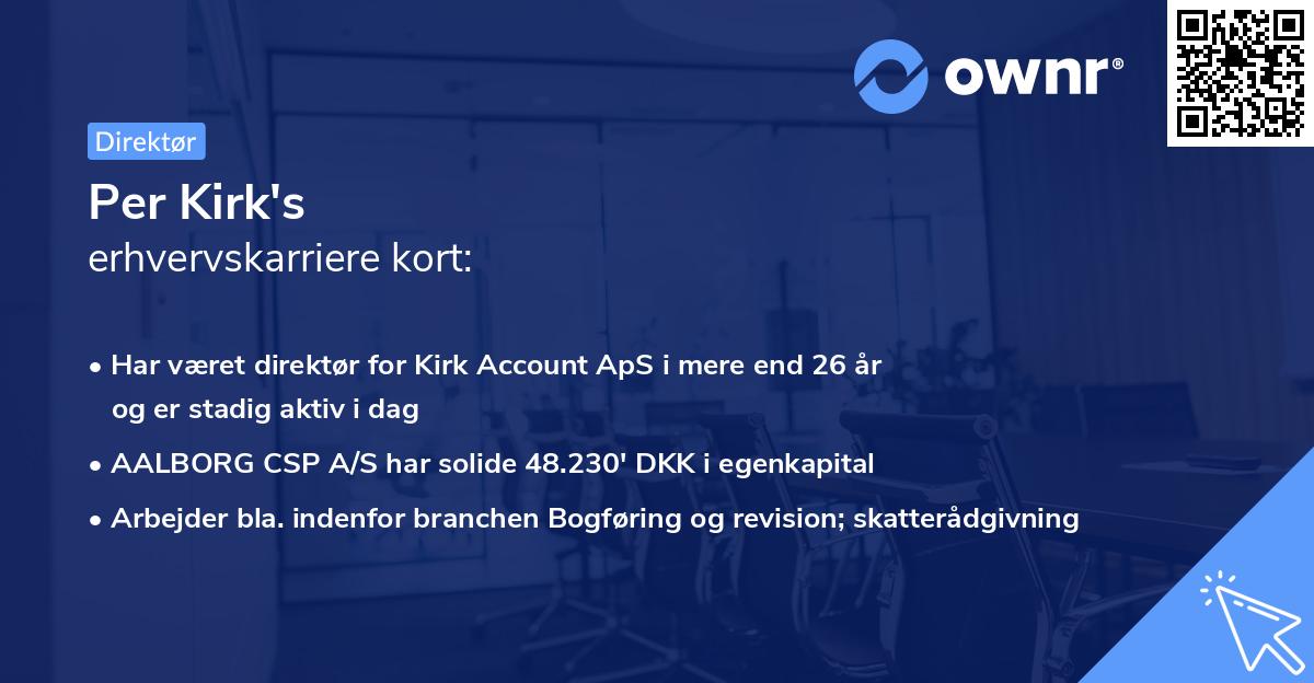 Per Kirk's erhvervskarriere kort