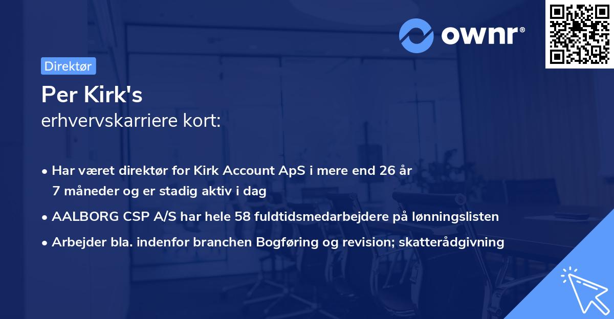 Per Kirk's erhvervskarriere kort
