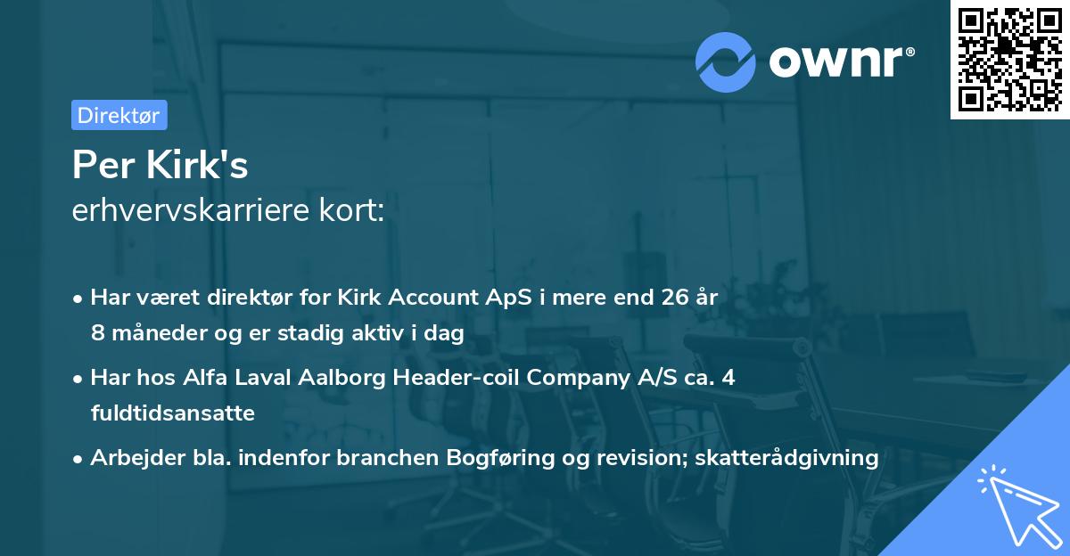 Per Kirk's erhvervskarriere kort