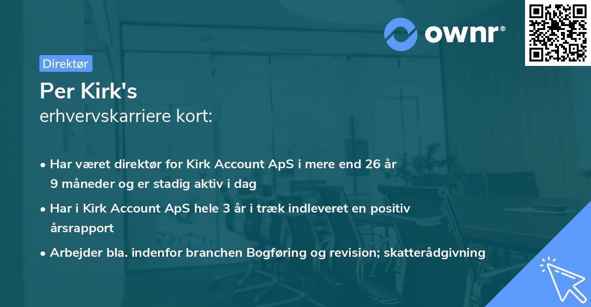 Per Kirk's erhvervskarriere kort