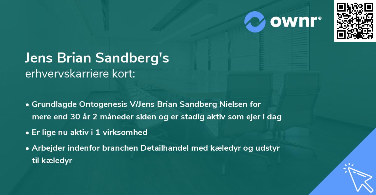 Jens Brian Sandberg's erhvervskarriere kort