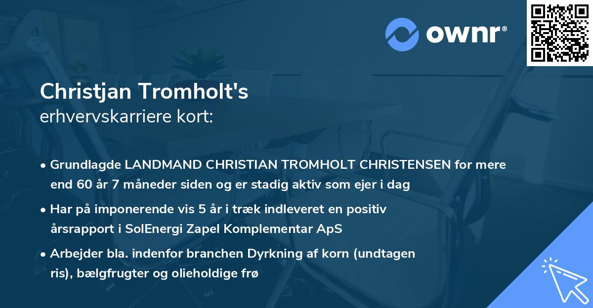 Christjan Tromholt's erhvervskarriere kort