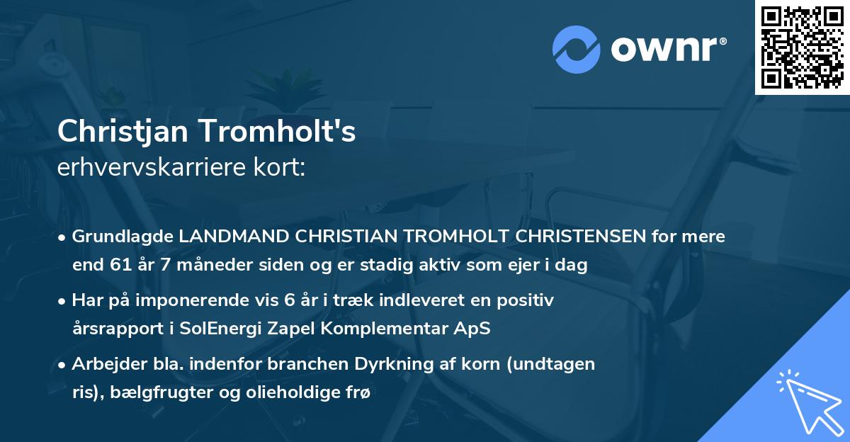 Christjan Tromholt's erhvervskarriere kort
