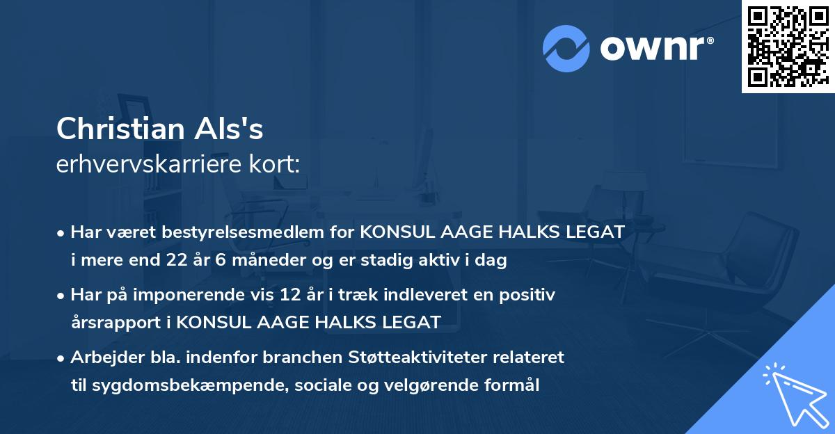 Christian Als's erhvervskarriere kort
