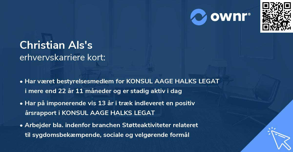 Christian Als's erhvervskarriere kort