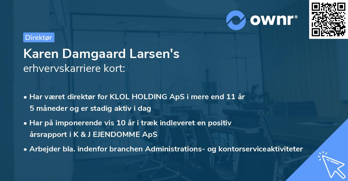 Karen Damgaard Larsen's erhvervskarriere kort