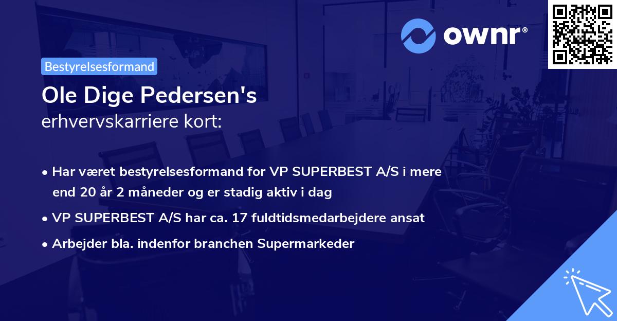 Ole Dige Pedersen's erhvervskarriere kort