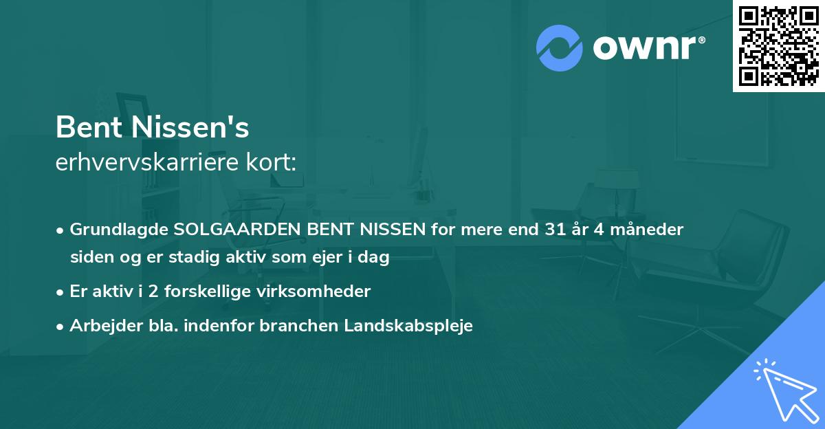 Bent Nissen's erhvervskarriere kort