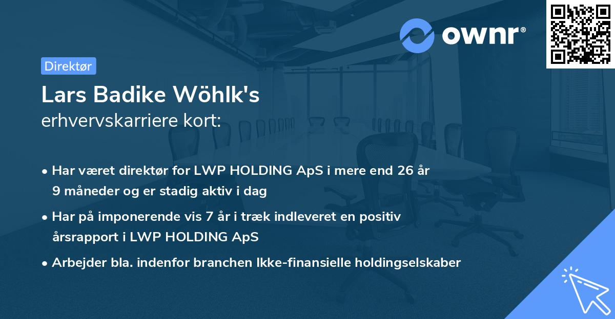 Lars Badike Wöhlk's erhvervskarriere kort