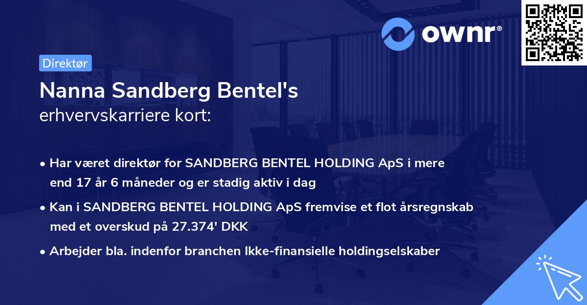 Nanna Sandberg Bentel's erhvervskarriere kort