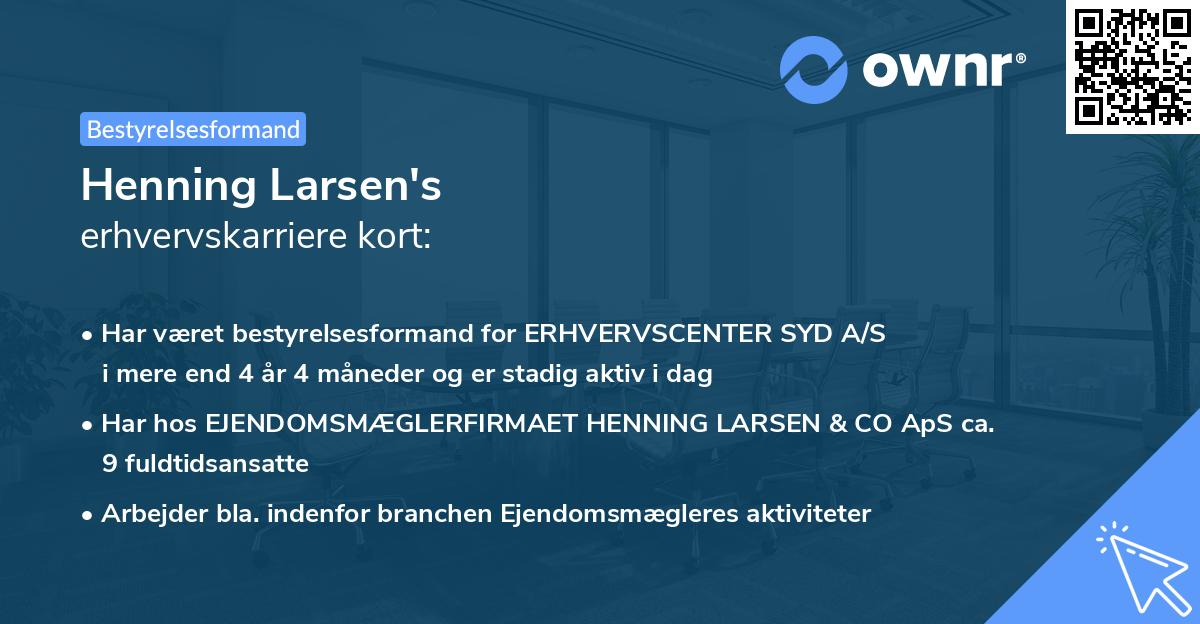 Henning Larsen's erhvervskarriere kort