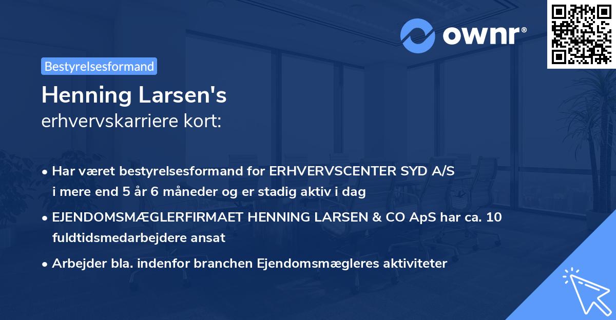 Henning Larsen's erhvervskarriere kort
