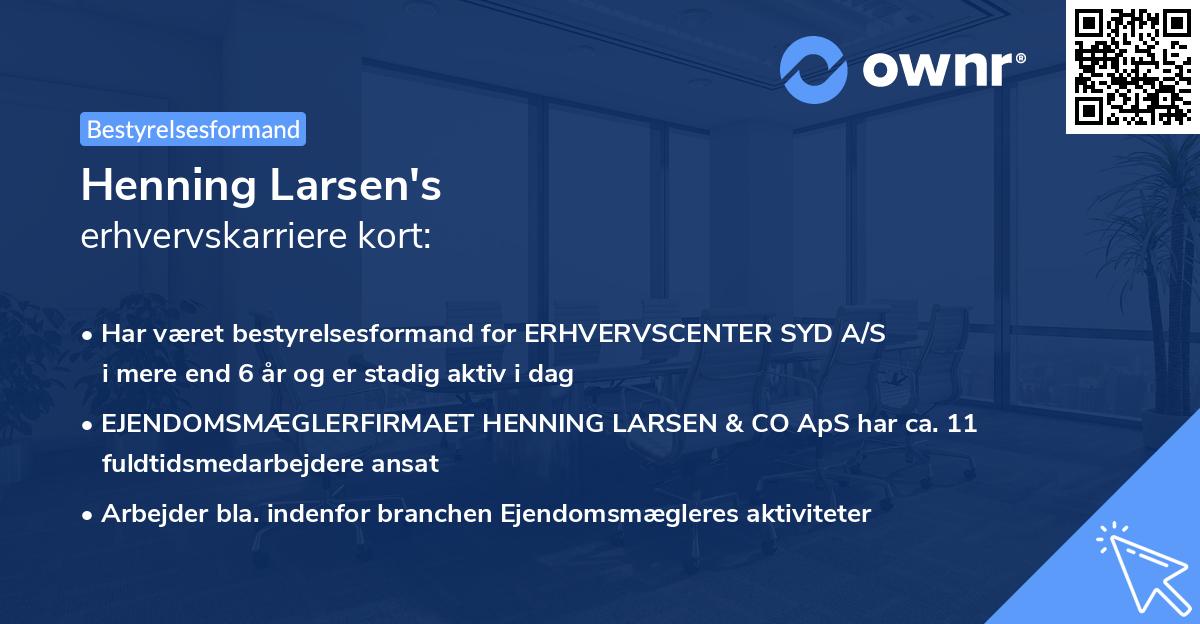 Henning Larsen's erhvervskarriere kort