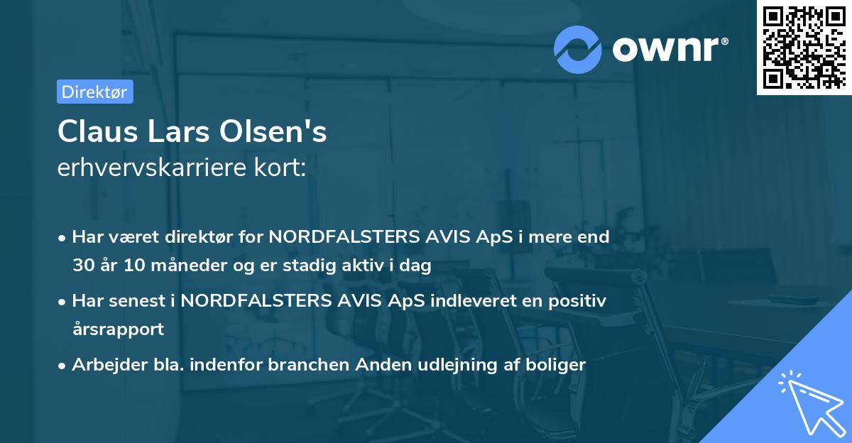 Claus Lars Olsen's erhvervskarriere kort