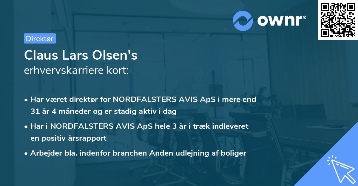 Claus Lars Olsen's erhvervskarriere kort