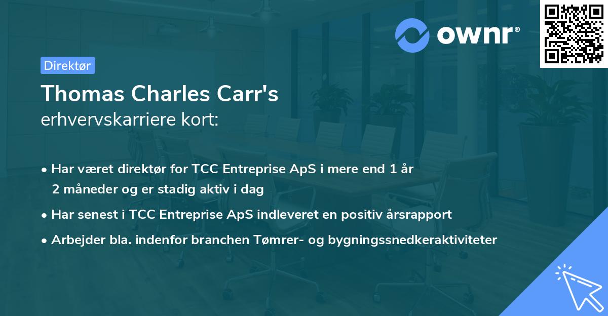 Thomas Charles Carr's erhvervskarriere kort