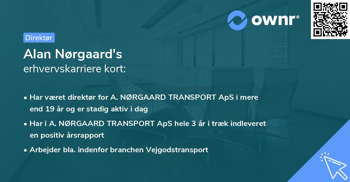 Alan Nørgaard's erhvervskarriere kort