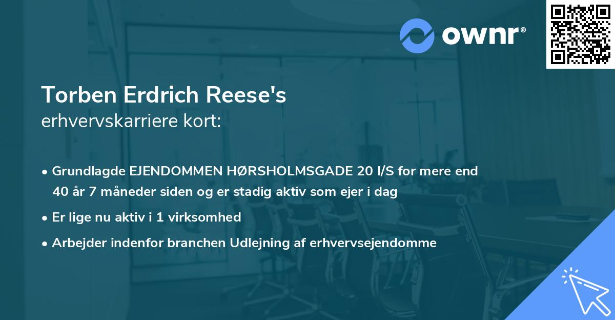 Torben Erdrich Reese's erhvervskarriere kort