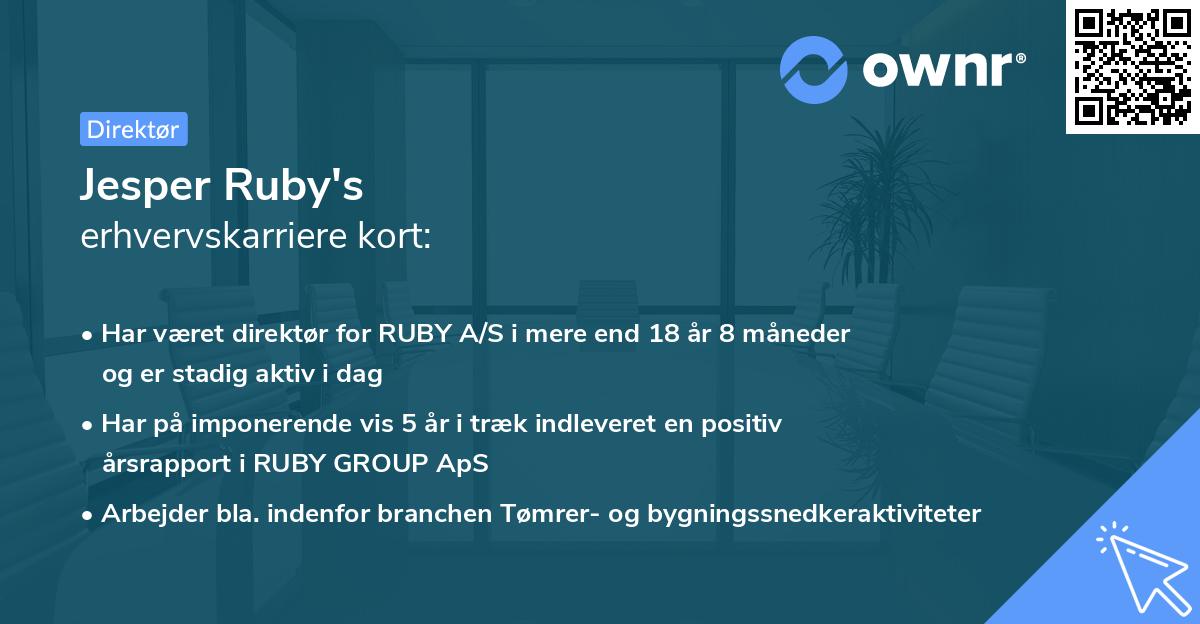 Jesper Ruby's erhvervskarriere kort