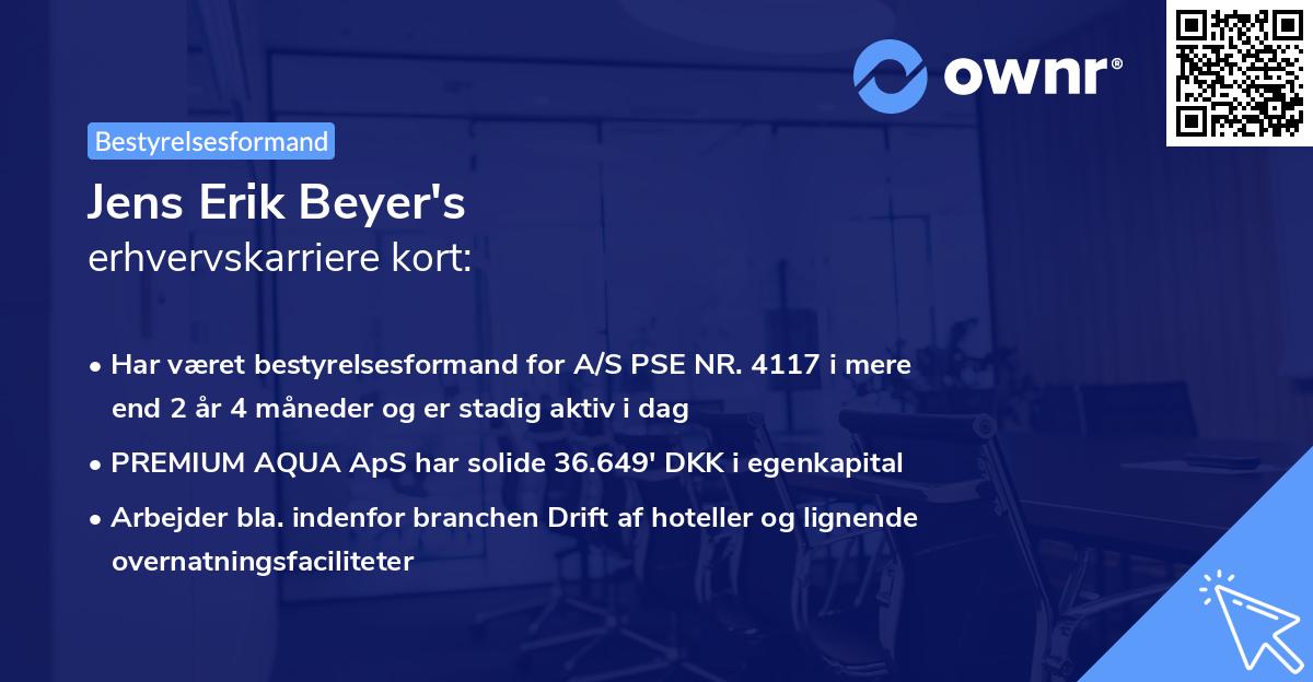 Jens Erik Beyer's erhvervskarriere kort