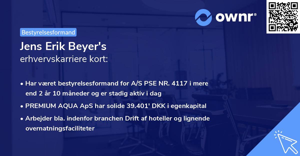 Jens Erik Beyer's erhvervskarriere kort